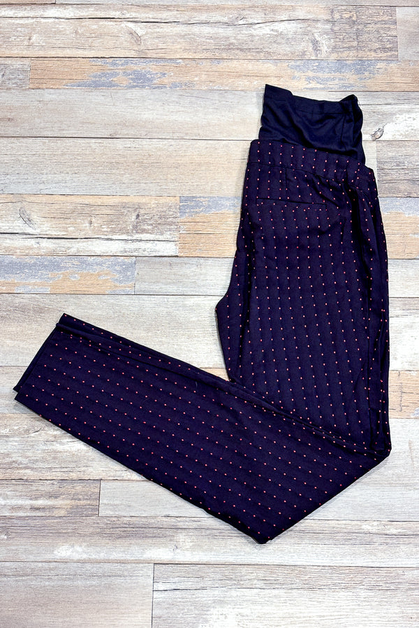 Pantalon marine avec losanges rouges (xs) - Maternité seconde main Stork & Babe
