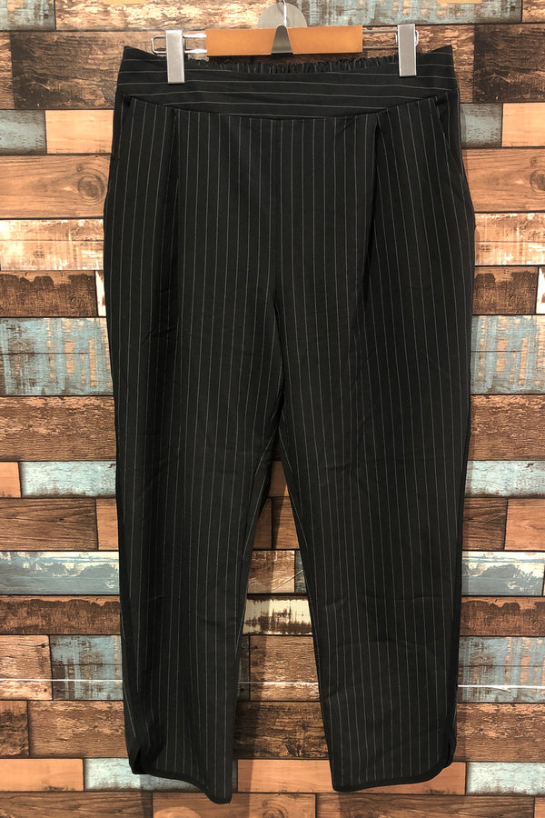 Pantalon noir rayé blanc taille élastique (l) seconde main Luna Moon