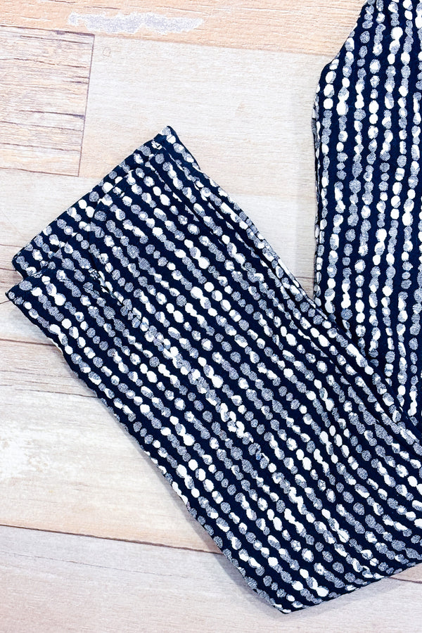 Pantalon extensible marine et blanc à motifs (xs)-Lisette-La Penderie du Paradis 🕊