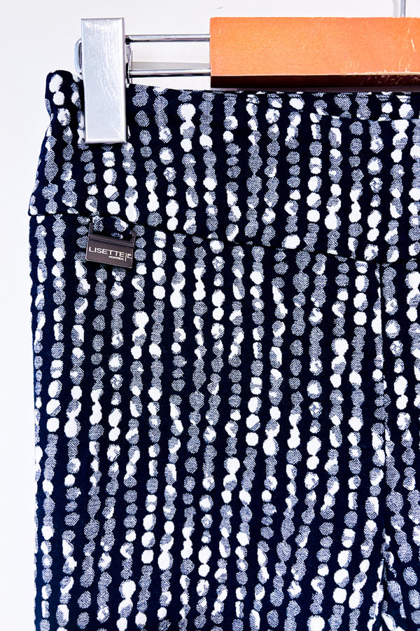 Pantalon extensible marine et blanc à motifs (xs)-Lisette-La Penderie du Paradis 🕊