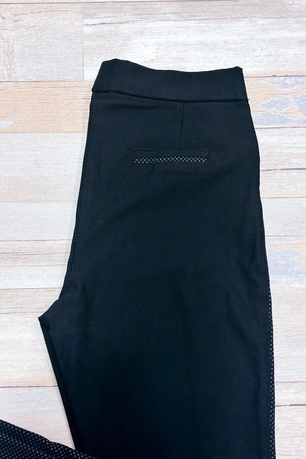 Pantalon extensible noir avec motifs sur les côtés (l)-Jane & John-La Penderie du Paradis 🕊