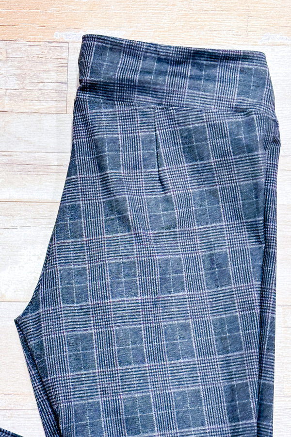 Pantalon extensible gris à carreaux (l)-D. Jeans-La Penderie du Paradis 🕊