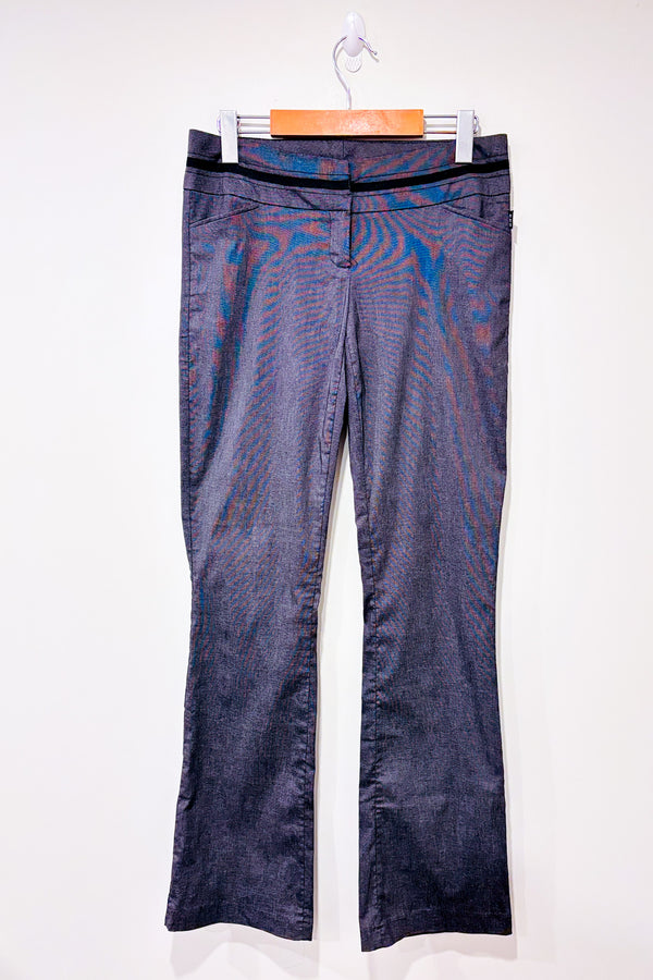 Pantalon gris à taille basse et jambe évasée (s)-HKR Collections-La Penderie du Paradis 🕊