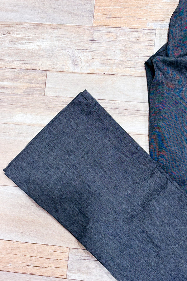 Pantalon gris à taille basse et jambe évasée (s)-HKR Collections-La Penderie du Paradis 🕊