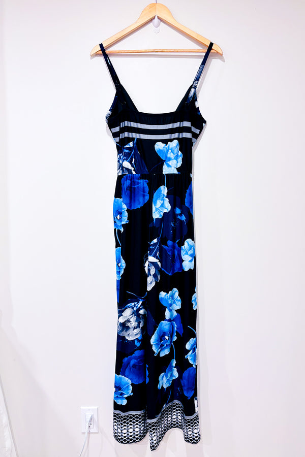 Jumpsuit cache-coeur noir et bleu fleuri (s)*-Venus-La Penderie du Paradis 🕊