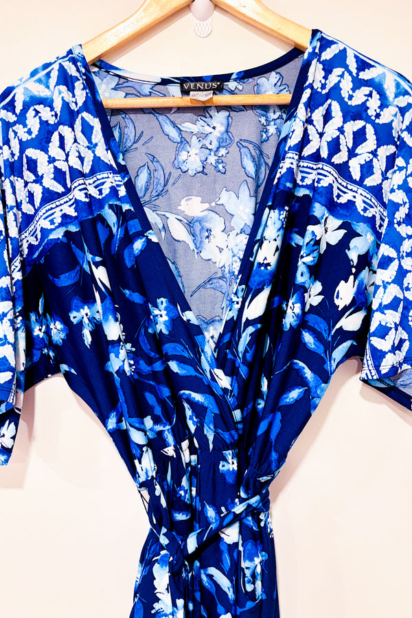 Jumpsuit cache-coeur bleu fleuri (s)*-Venus-La Penderie du Paradis 🕊