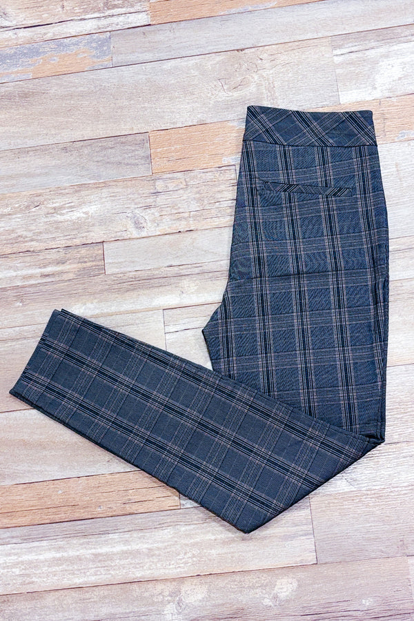 Pantalon extensible gris à carreaux longueur cheville (m)*-RW&CO.-La Penderie du Paradis 🕊