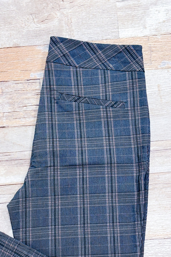 Pantalon extensible gris à carreaux longueur cheville (m)*-RW&CO.-La Penderie du Paradis 🕊