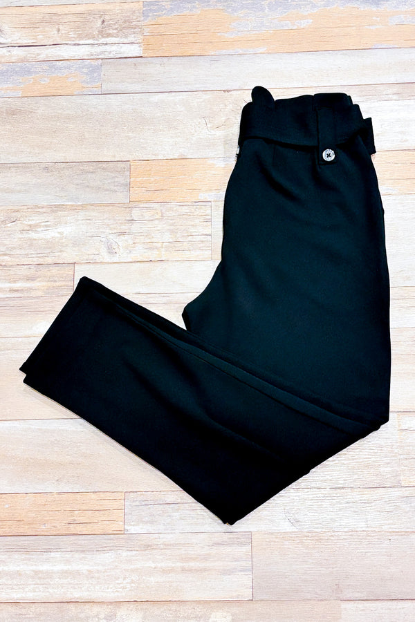 Pantalon noir taille haute à nouer (m)-Suzy Shier-La Penderie du Paradis 🕊