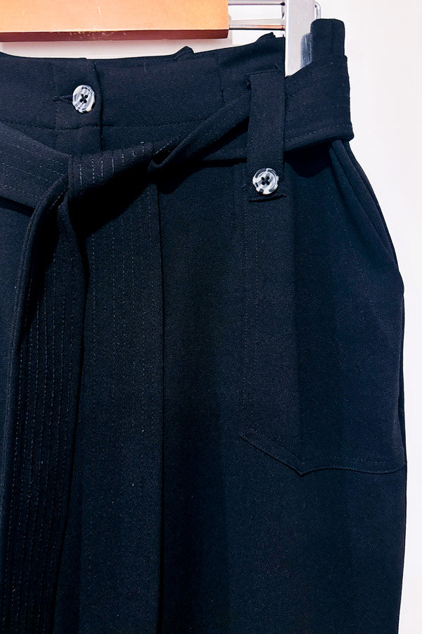 Pantalon noir taille haute à nouer (m)-Suzy Shier-La Penderie du Paradis 🕊