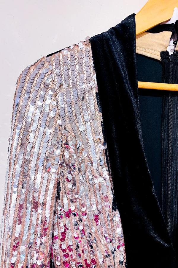 Jumpsuit noir et or en velours et paillettes (s)*-Venus-La Penderie du Paradis 🕊