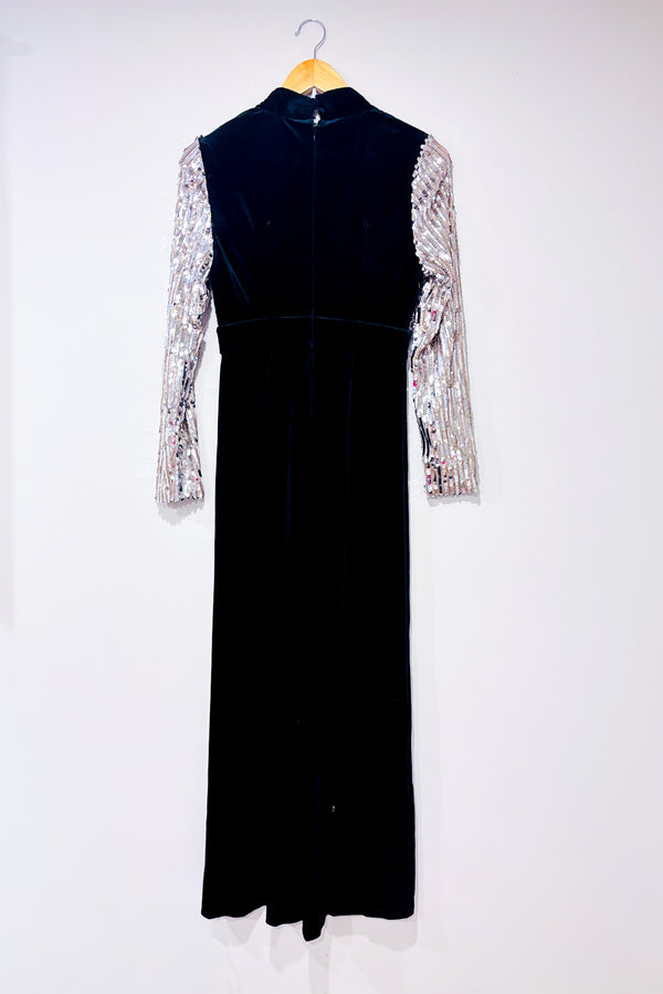 Jumpsuit noir et or en velours et paillettes (s)*-Venus-La Penderie du Paradis 🕊