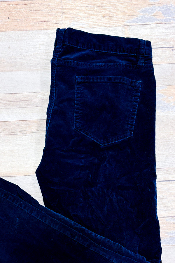 Pantalon marine en corduroy à taille basse seconde main - Joe Fresh- La Penderie du Paradis