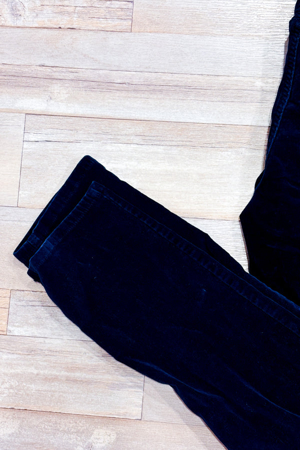 Pantalon marine en corduroy à taille basse seconde main - Joe Fresh- La Penderie du Paradis