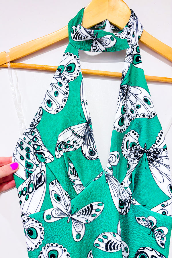 Jumpsuit vert avec papillons* seconde main - Smak Parlour- La Penderie du Paradis