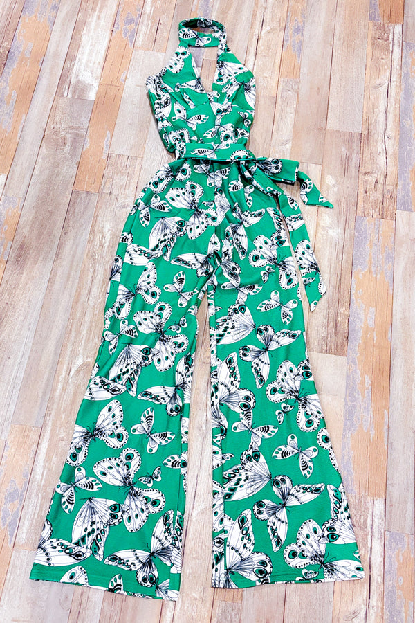 Jumpsuit vert avec papillons* seconde main - Smak Parlour- La Penderie du Paradis