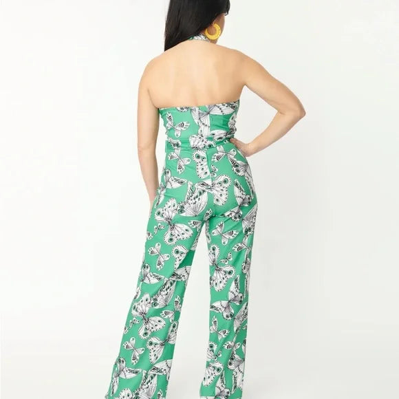 Jumpsuit vert avec papillons* seconde main - Smak Parlour- La Penderie du Paradis