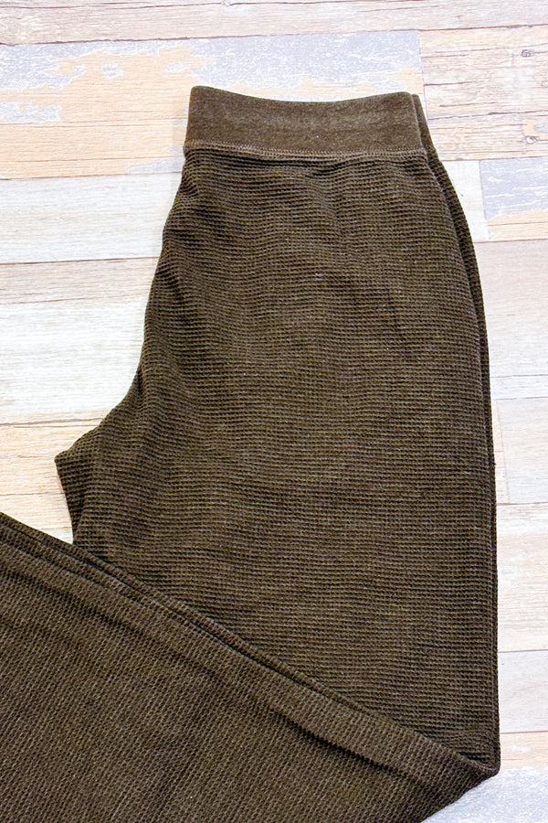 Pantalon lounge gaufré kaki seconde main - Uniqlo- La Penderie du Paradis