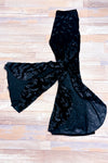 Pantalon en velours noir fleuri avec dentelle seconde main - SHEIN- La Penderie du Paradis