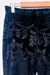 Pantalon en velours noir fleuri avec dentelle seconde main - SHEIN- La Penderie du Paradis