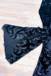 Pantalon en velours noir fleuri avec dentelle seconde main - SHEIN- La Penderie du Paradis