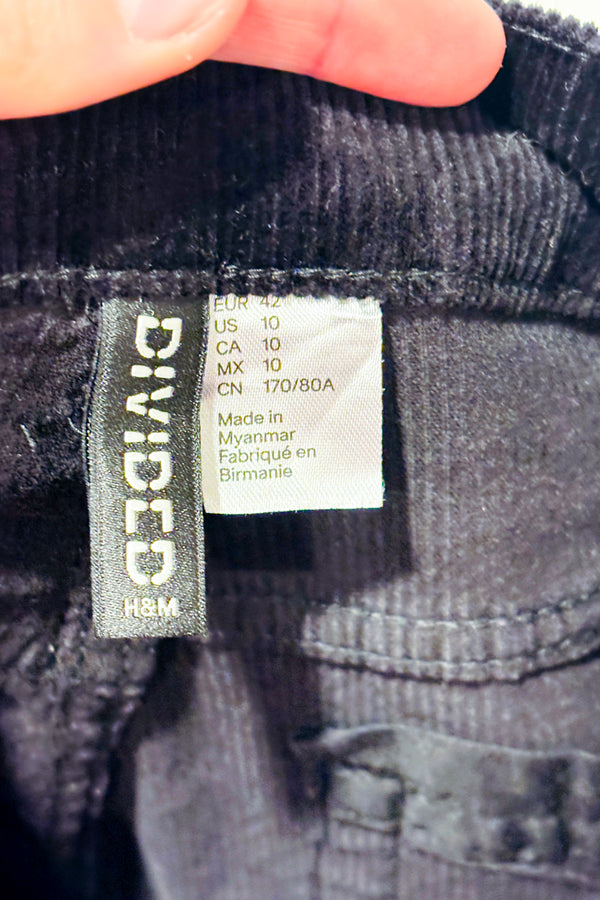 Pantalon noir en corduroy à taille haute* seconde main - H&M- La Penderie du Paradis
