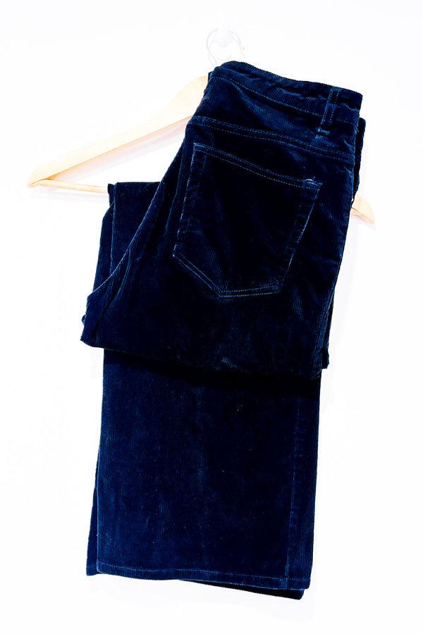 Pantalon noir en corduroy à taille haute* seconde main - H&M- La Penderie du Paradis