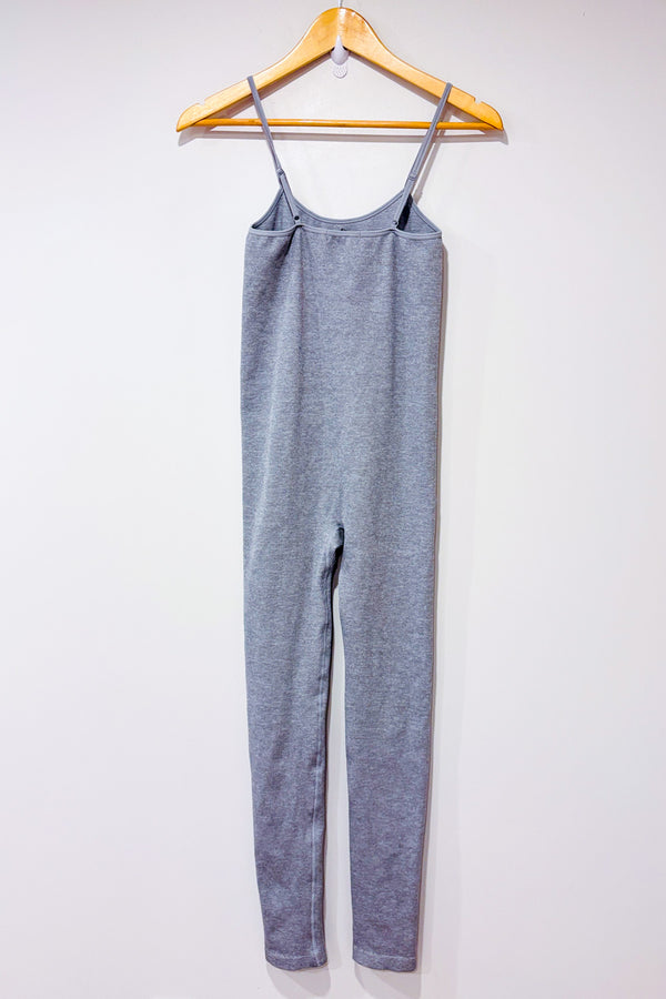 Jumpsuit ajusté gris côtelé* seconde main - Refuge- La Penderie du Paradis
