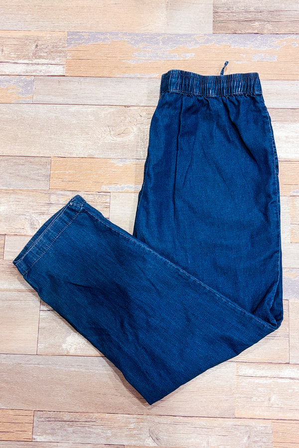 Pantalon léger bleu ample à taille élastique seconde main - Iyla- La Penderie du Paradis