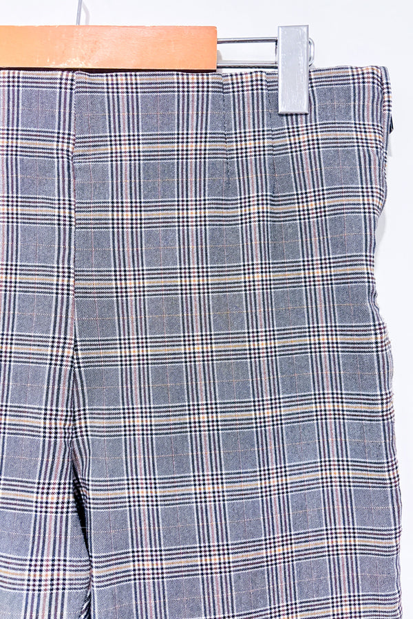 Pantalon extensible gris et jaune à carreaux * seconde main - Zara- La Penderie du Paradis
