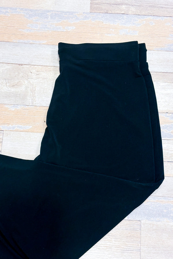 Pantalon noir fluide jambe ample à taille élastique* seconde main - Jones New York- La Penderie du Paradis