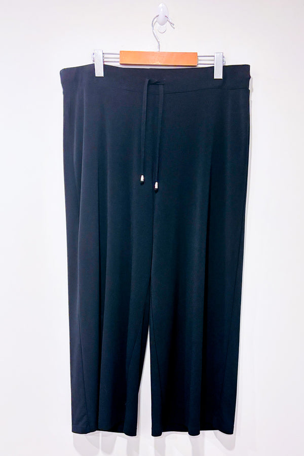 Pantalon noir fluide jambe ample à taille élastique* seconde main - Jones New York- La Penderie du Paradis