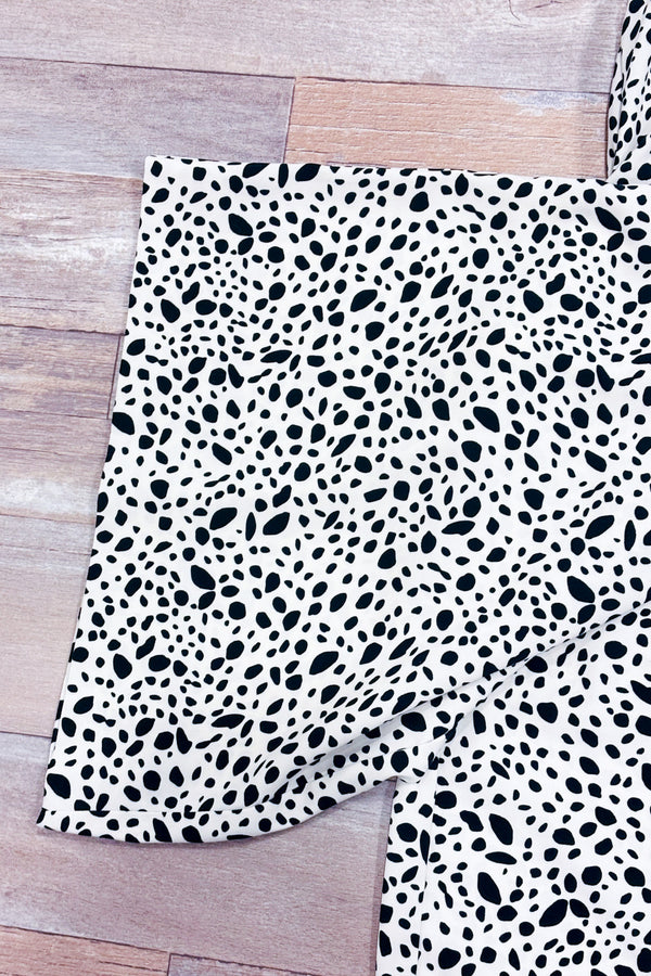 Pantalon fluide ample crème et noir motif animal * seconde main - La Penderie du Paradis- La Penderie du Paradis