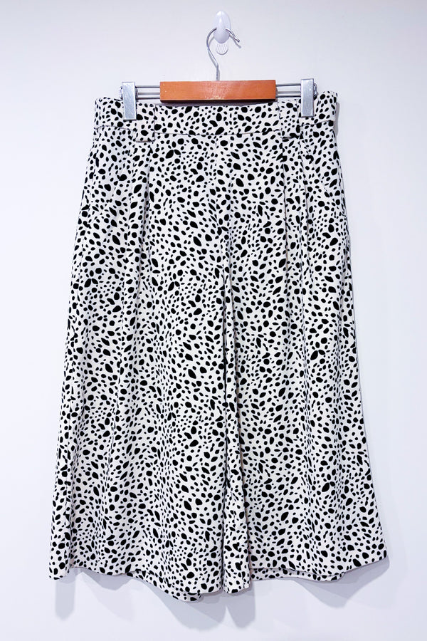 Pantalon fluide ample crème et noir motif animal * seconde main - La Penderie du Paradis- La Penderie du Paradis