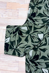 Pantalon fluide vert motif feuilles à taille élastique* seconde main - Reitmans- La Penderie du Paradis