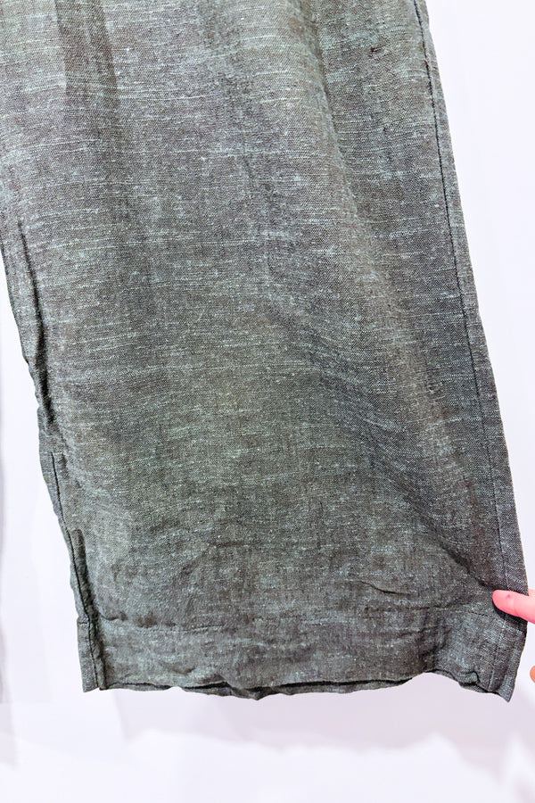 Pantalon vert jambe ample en lin * seconde main - Ella Moss- La Penderie du Paradis