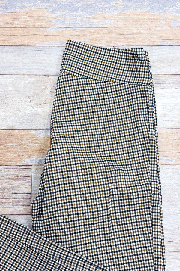 Pantalon extensible brun et noir à carreaux seconde main - Autres- La Penderie du Paradis