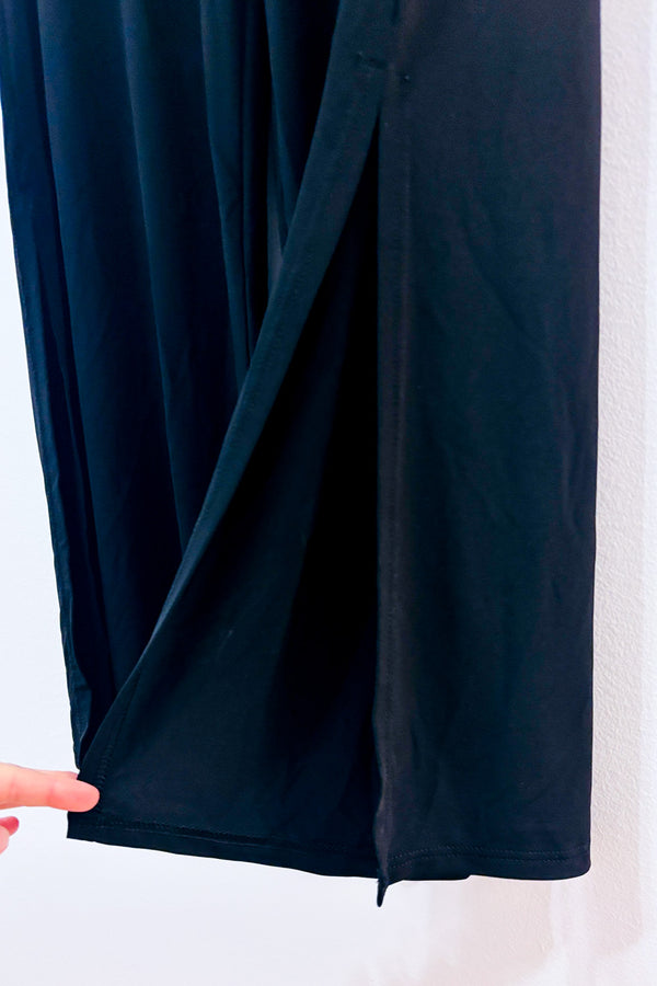 Pantalon noir fluide à jambe ample fendue* seconde main - Autres- La Penderie du Paradis