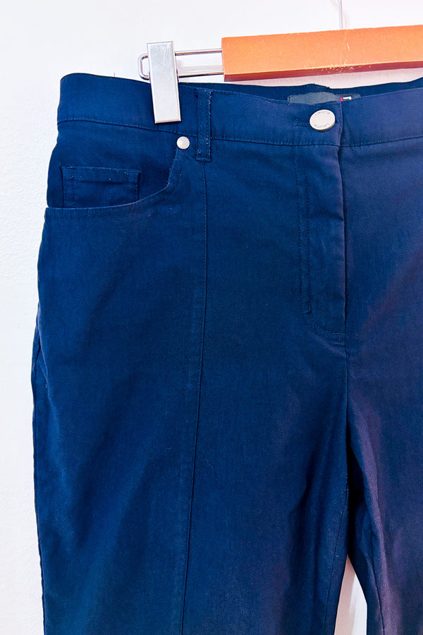 Pantalon capri marine extensible seconde main - Laura- La Penderie du Paradis