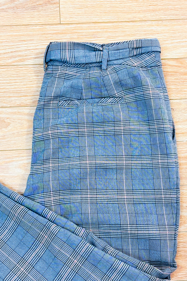 Pantalon gris à carreaux avec ceinture à nouer* seconde main - RW&CO.- La Penderie du Paradis