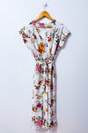 Jumpsuit blanc fleuri cache-coeur seconde main - SWS Streetwear Society- La Penderie du Paradis