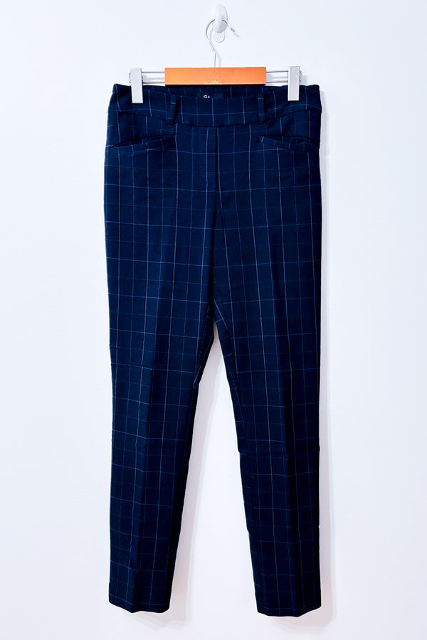 Pantalon marine à carreaux extensible seconde main - Reitmans- La Penderie du Paradis