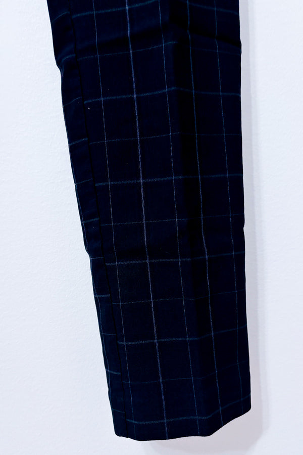 Pantalon marine à carreaux extensible seconde main - Reitmans- La Penderie du Paradis