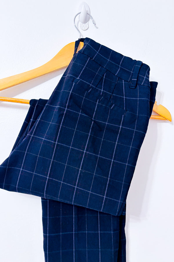 Pantalon marine à carreaux extensible seconde main - Reitmans- La Penderie du Paradis