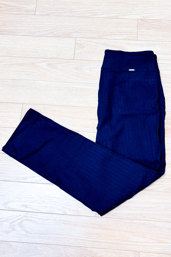 Pantalon marine texturé à enfiler seconde main - S.C. & Co- La Penderie du Paradis