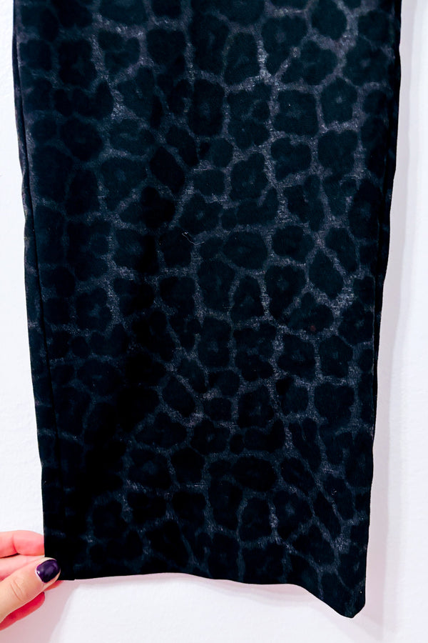 Pantalon gris à motif léopard et détails zippés* seconde main - Trisisto- La Penderie du Paradis
