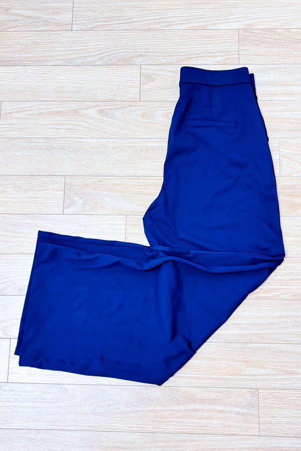 Pantalon marine droit à taille haute et plis* seconde main - Halara- La Penderie du Paradis
