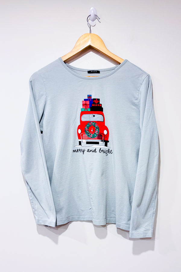 Haut de pyjama gris ''Merry and Bright'' (m)-Avon-La Penderie du Paradis 🕊