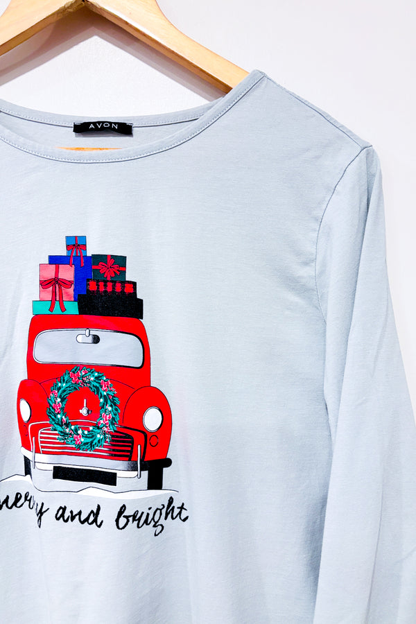 Haut de pyjama gris ''Merry and Bright'' (m)-Avon-La Penderie du Paradis 🕊