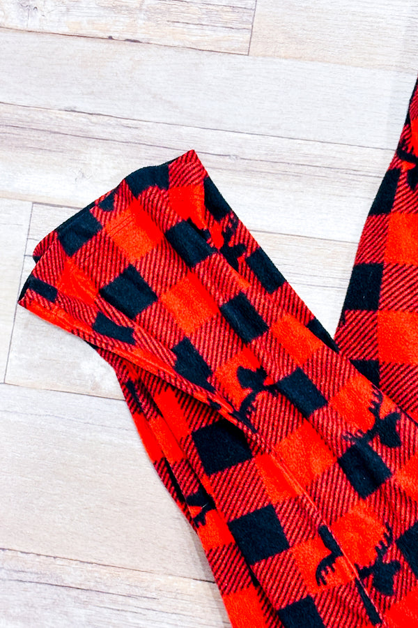 Pantalon de pyjama en peluche rouge à carreaux (m)-Autres-La Penderie du Paradis 🕊